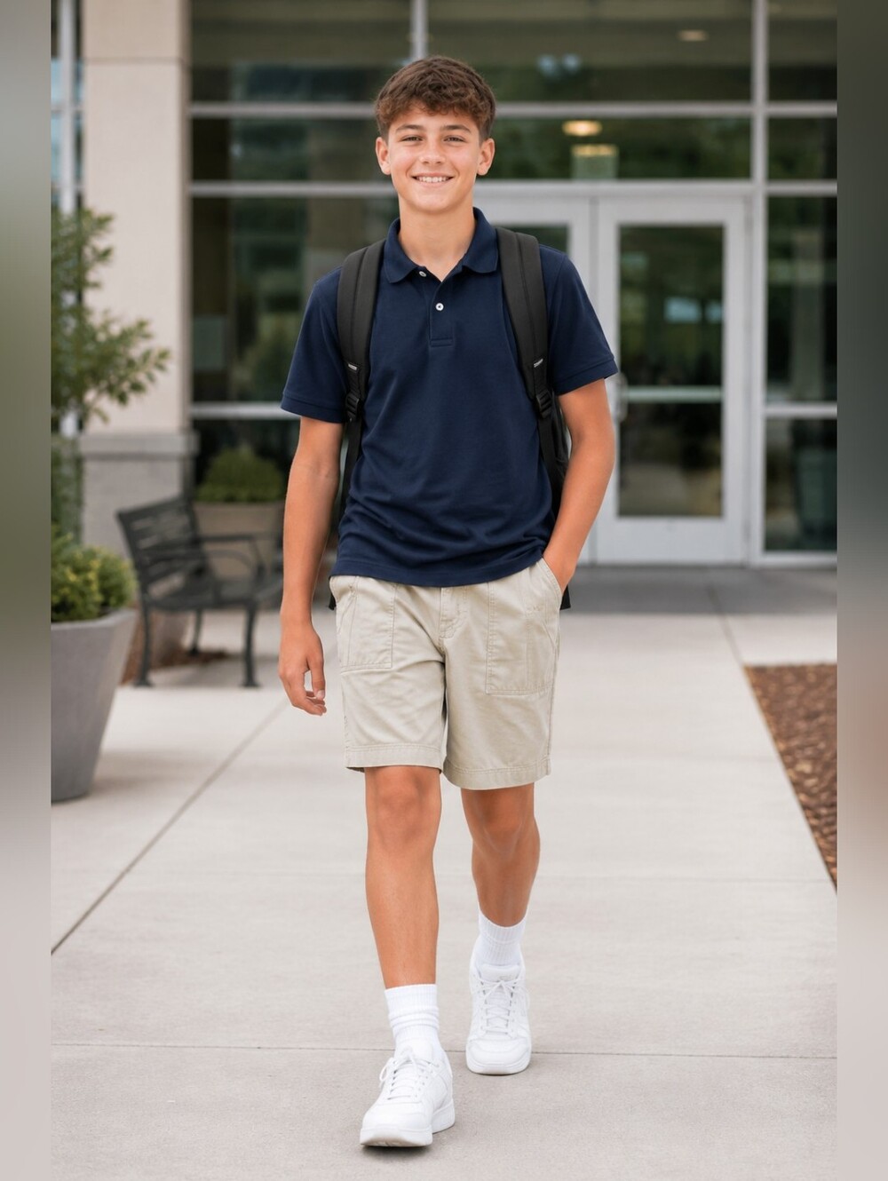 Crewcuts by J. Crew Twill Patch Pocket Khaki Shorts Adjustable Waist Boys' 16